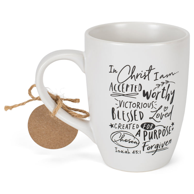 Accepted Worthy Chosen Loved Forgiven Whimsical White 14 Ounce Ceramic Mug