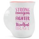 Lighthouse Christian Products Strong Courageous Fighter 14 ounce Ceramic Stoneware Handwarmer Coffee Mug, Pink