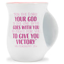 Lighthouse Christian Products Strong Courageous Fighter 14 ounce Ceramic Stoneware Handwarmer Coffee Mug, Pink