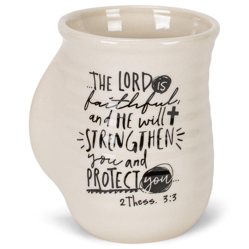 Lighthouse Christian Products The Lord is Faithful Whimsical White 14 Ounce Ceramic Handwarmer Mug