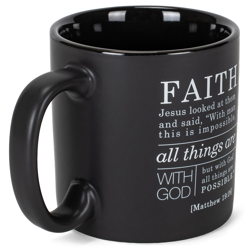 With God All Is Possible Matte Black 16 Ounce Ceramic Mug