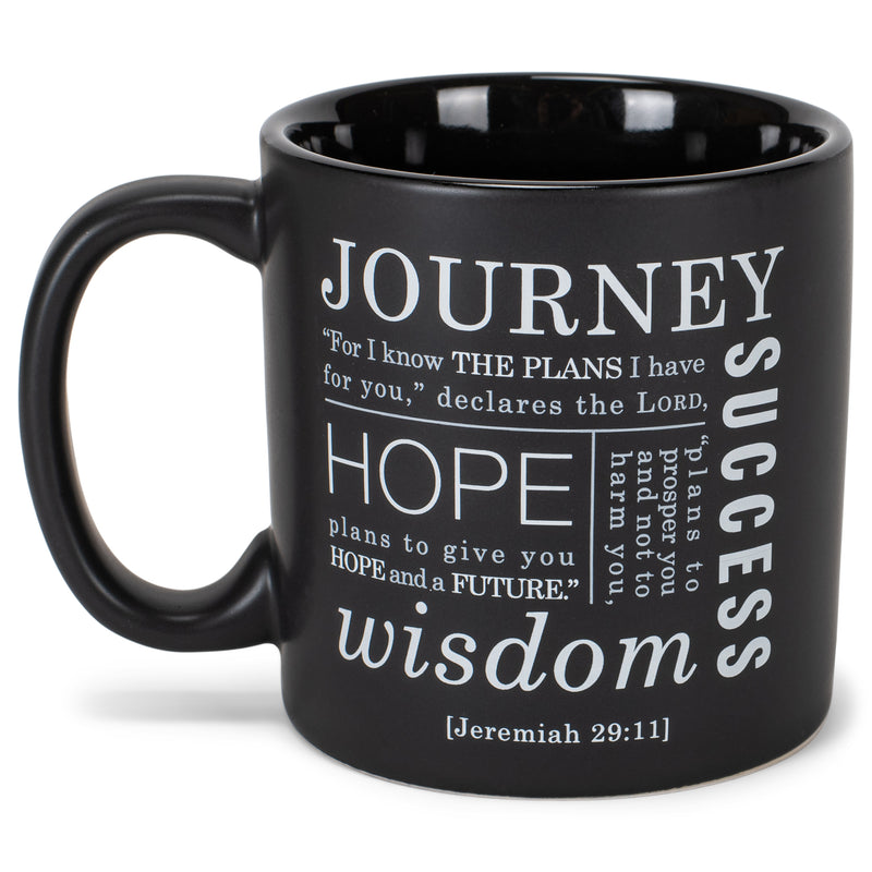 The Lord Plans The Journey Matte Black 16 Ounce Ceramic Mug