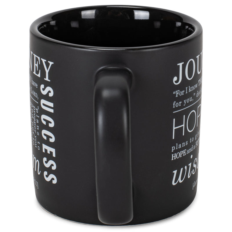 The Lord Plans The Journey Matte Black 16 Ounce Ceramic Mug