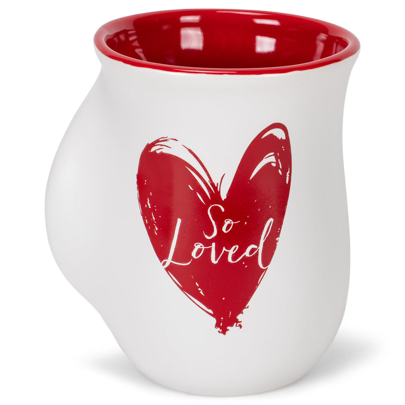 So Loved Red Heart 14 Ounce Ceramic Handwarmer Mug
