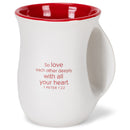 So Loved Red Heart 14 Ounce Ceramic Handwarmer Mug