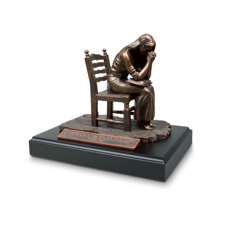 Lighthouse Christian Products Praying Woman Seeking God Bronzelike Finish 5.5 x 7.75 Hand-Cast Resin Mounted Sculpture