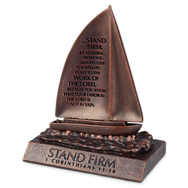 Lighthouse Christian Products Stand Firm Bronzelike Finish 4.5 x 5.25 Cast Stone Mounted Sculpture