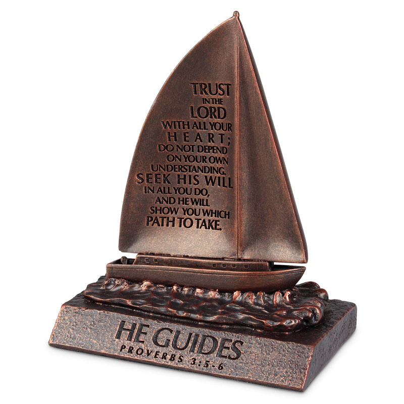 Lighthouse Christian Products He Guides Bronzelike Finish 4.5 x 5.25 Cast Stone Mounted Sculpture