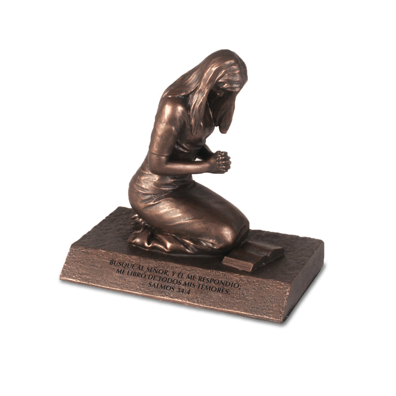 Lighthouse Christian Products Mujer Rezando (Praying Woman) Bronzelike Finish 4.5 x 2.75 Cast Stone Sculpture