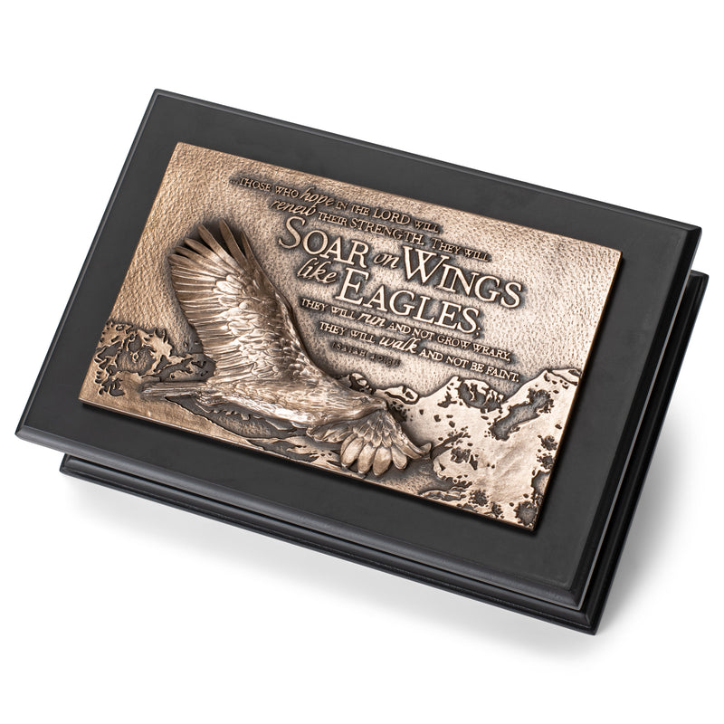 Lighthouse Christian Products Soar Like an Eagle Bronzelike Finish 8.5 x 5.75 Cast Stone and Wood Sculpture Plaque Box