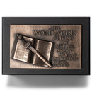Lighthouse Christian Products Word of God Sword Bronzelike Finish 8.5 x 5.75 Cast Stone and Wood Sculpture Plaque Box