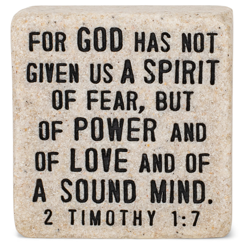 Lighthouse Christian Products Fearless in God Scripture Block 2.25 x 2.25 Cast Stone Plaque