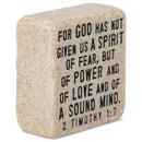 Lighthouse Christian Products Fearless in God Scripture Block 2.25 x 2.25 Cast Stone Plaque