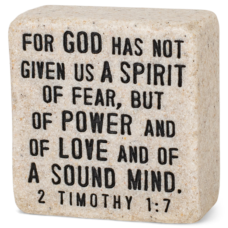Lighthouse Christian Products Fearless in God Scripture Block 2.25 x 2.25 Cast Stone Plaque