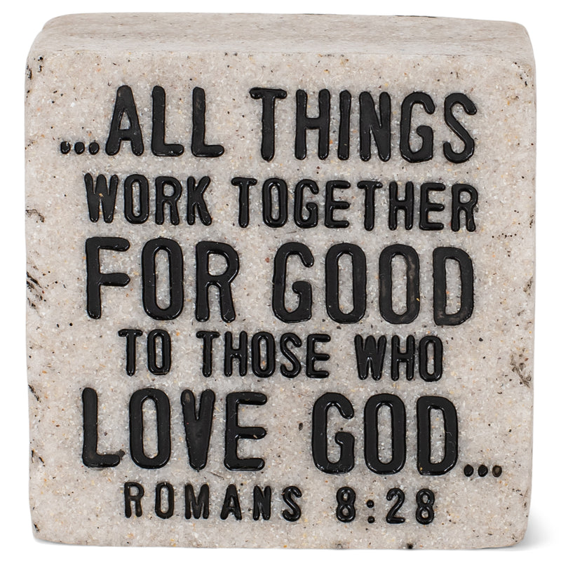 Lighthouse Christian Products Believe All Things Work Together Scripture Block 2.25 x 2.25 Cast Stone Plaque