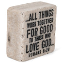 Lighthouse Christian Products Believe All Things Work Together Scripture Block 2.25 x 2.25 Cast Stone Plaque