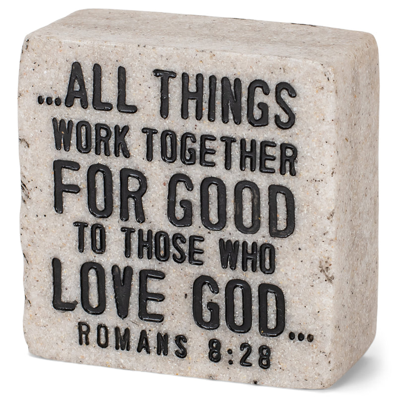 Lighthouse Christian Products Believe All Things Work Together Scripture Block 2.25 x 2.25 Cast Stone Plaque