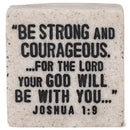 Lighthouse Christian Products Strong and Courageous Scripture Block 2.25 x 2.25 Cast Stone Plaque