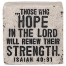 Lighthouse Christian Products Hope in The Lord Scripture Block 2.25 x 2.25 Cast Stone Plaque