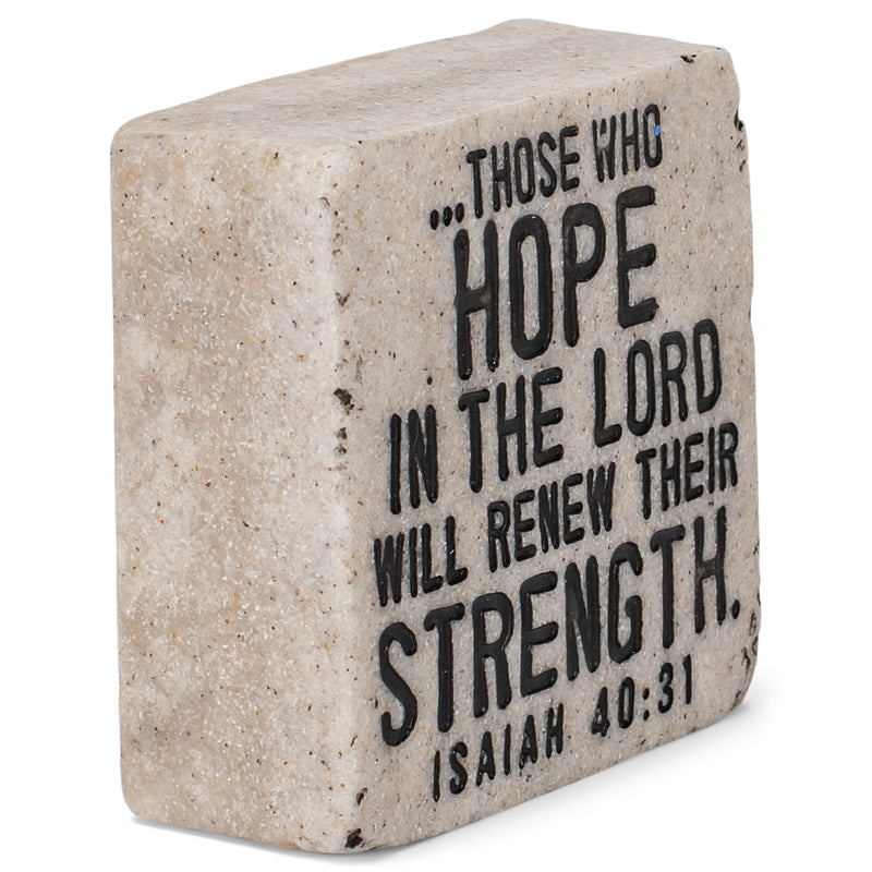 Lighthouse Christian Products Hope in The Lord Scripture Block 2.25 x 2.25 Cast Stone Plaque