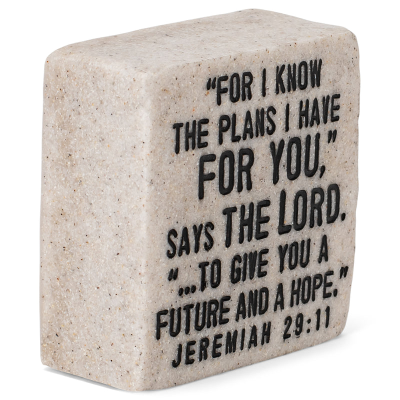 Lighthouse Christian Products Plans for Hope and Future Scripture Block 2.25 x 2.25 Cast Stone Plaque