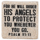 Lighthouse Christian Products His Angels Will Protect Scripture Block 2.25 x 2.25 Cast Stone Plaque