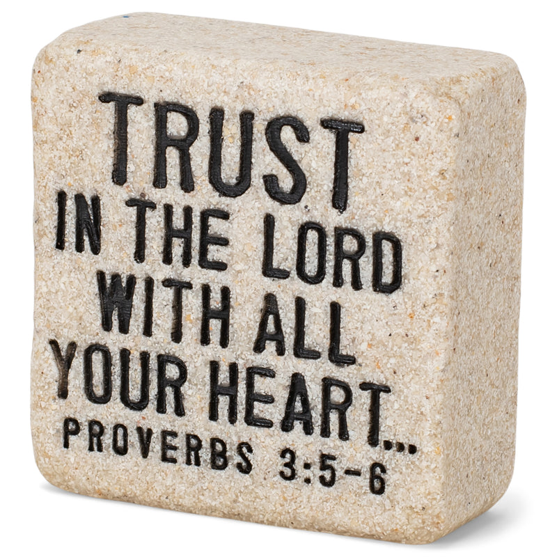 Lighthouse Christian Products Trust in The Lord Scripture Block 2.25 x 2.25 Cast Stone Plaque