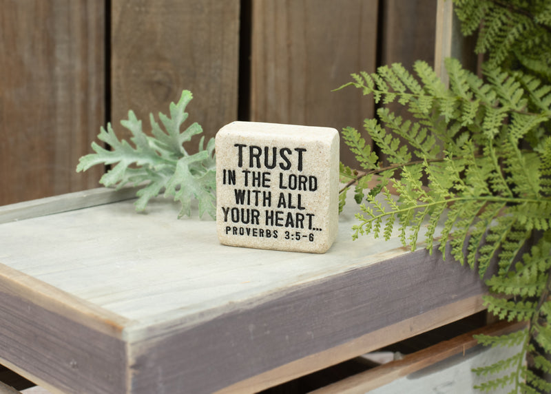 Lighthouse Christian Products Trust in The Lord Scripture Block 2.25 x 2.25 Cast Stone Plaque