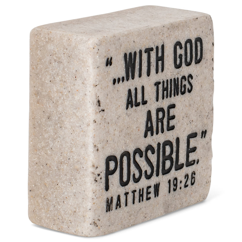 Lighthouse Christian Products Faith In God Scripture Block 2.25 x 2.25 Cast Stone Plaque