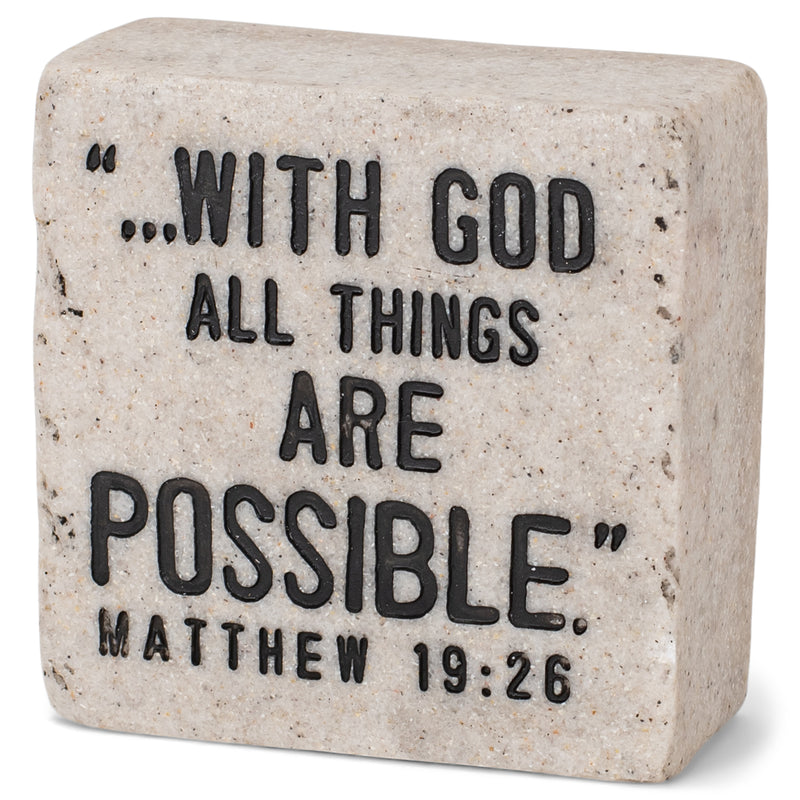 Lighthouse Christian Products Faith In God Scripture Block 2.25 x 2.25 Cast Stone Plaque