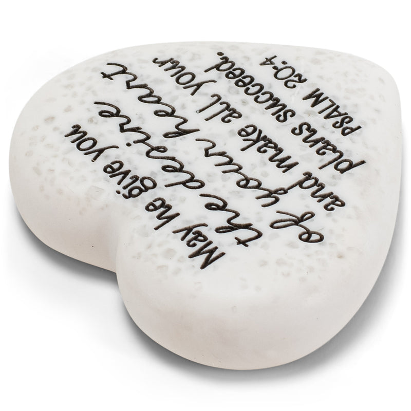 Lighthouse Christian Products Success in Him Scripture Heart 2.25 x 2.25 Cast Stone Plaque