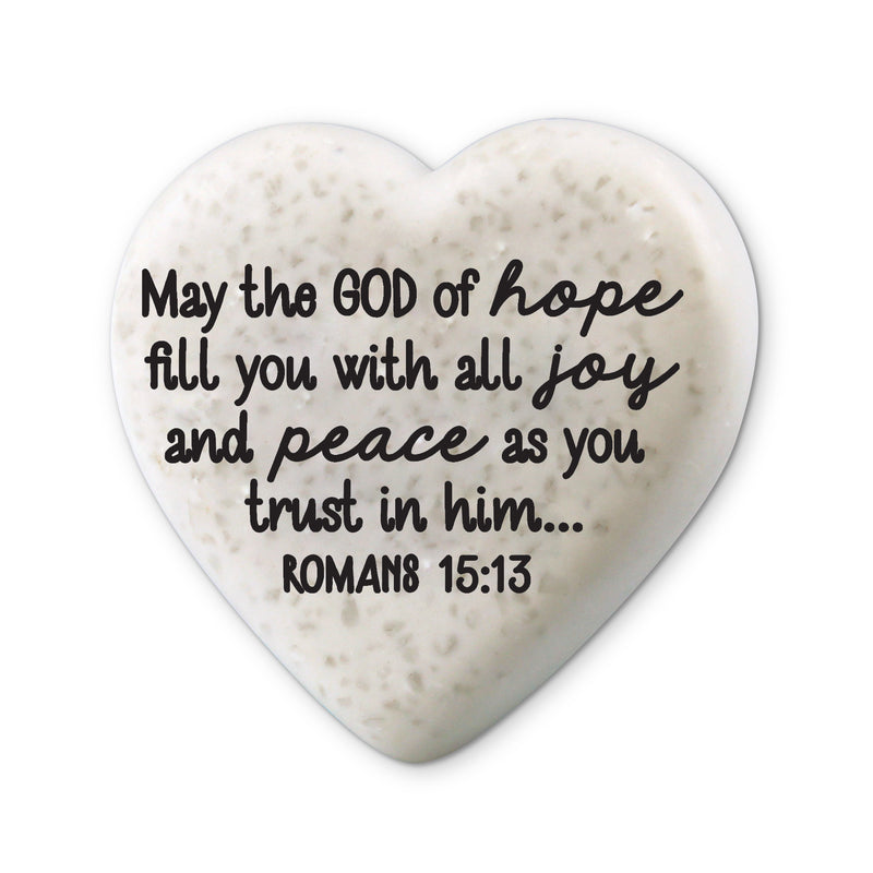 Lighthouse Christian Products Joy and Peace Scripture Heart 2.25 x 2.25 Cast Stone Plaque