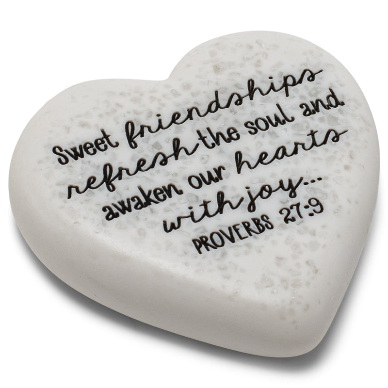 Lighthouse Christian Products Friendships are Sweet Scripture Heart 2.25 x 2.25 Cast Stone Plaque