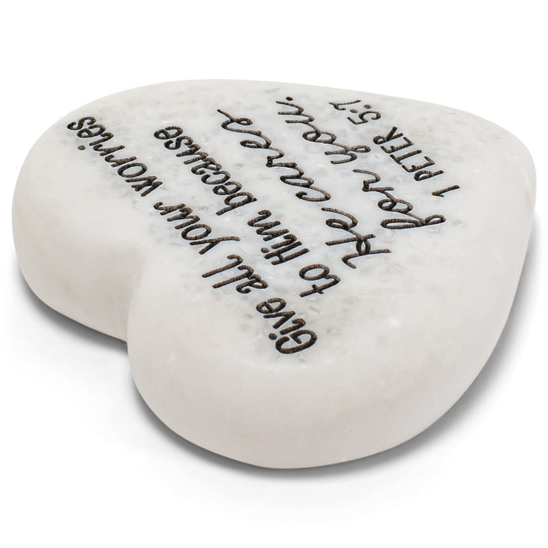 Lighthouse Christian Products He Cares for You Scripture Heart 2.25 x 2.25 Cast Stone Plaque
