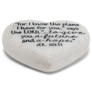 Lighthouse Christian Products Plans for Your Future Scripture Heart 2.25 x 2.25 Cast Stone Plaque