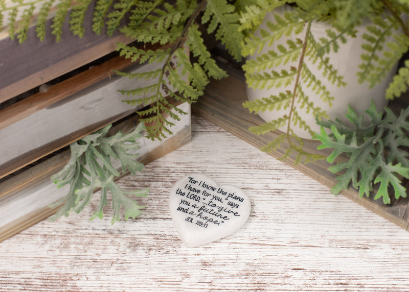 Lighthouse Christian Products Plans for Your Future Scripture Heart 2.25 x 2.25 Cast Stone Plaque