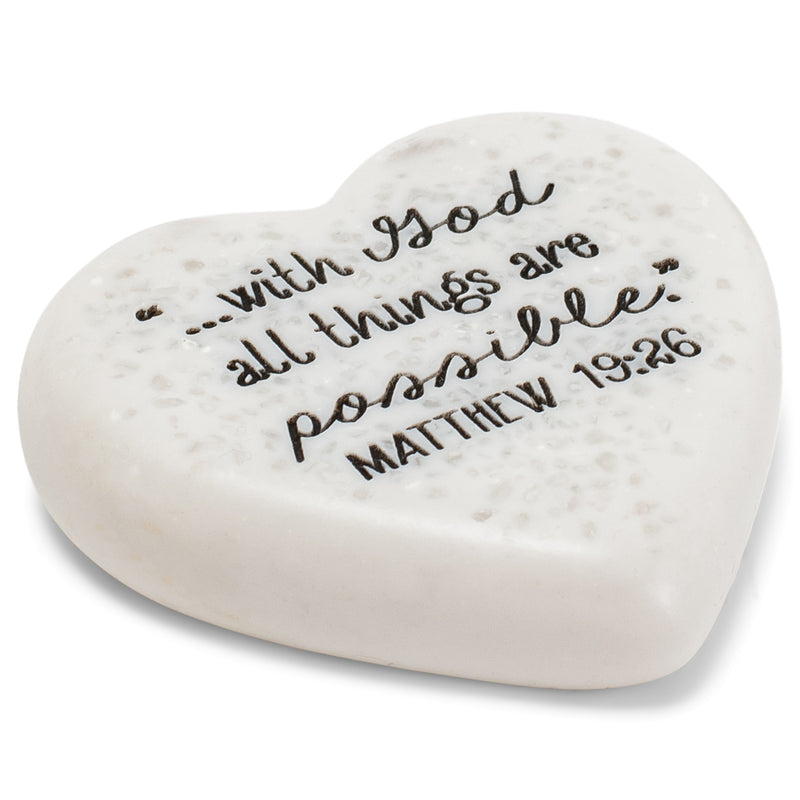 Lighthouse Christian Products All Things are Possible Scripture Heart 2.25 x 2.25 Cast Stone Plaque