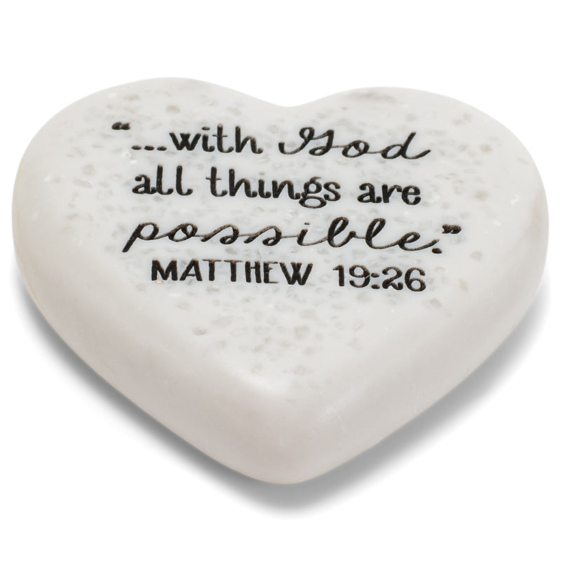 Lighthouse Christian Products All Things are Possible Scripture Heart 2.25 x 2.25 Cast Stone Plaque