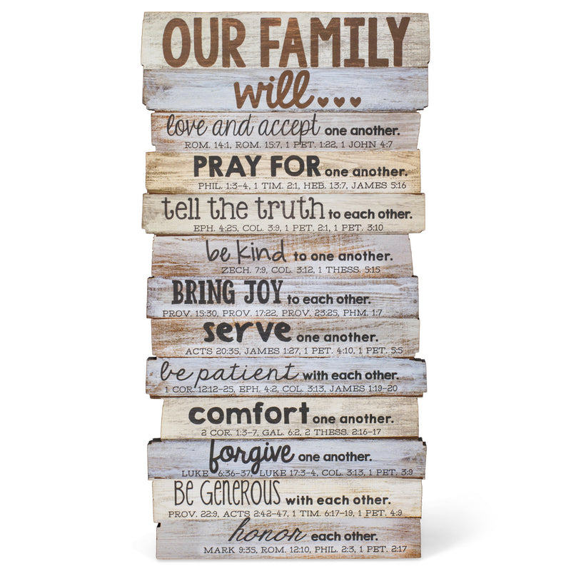 Lighthouse Christian Products Our Family Will Love One Another Rustic Stacked Pallet 5 x 10 Wood Plaque