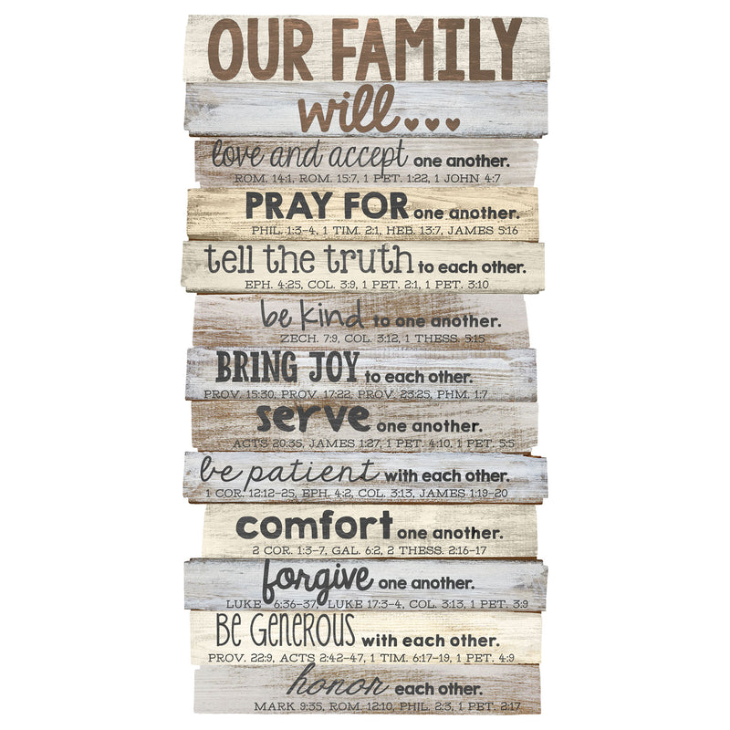 Lighthouse Christian Products Our Family Will Love One Another Rustic Stacked Pallet 8.5 x 16.5 Wood Wall Plaque