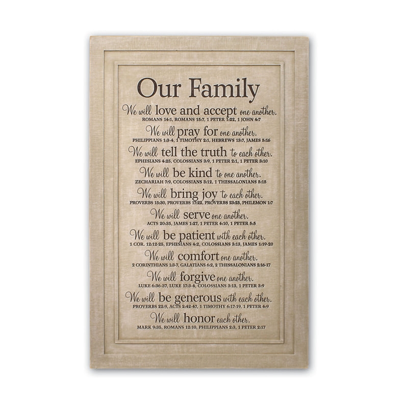 Lighthouse Christian Products Our Family Will Love One Another Textured Cream 11.25 x 16.75 Cast Stone Wall Plaque