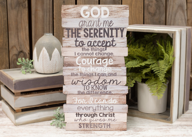 Lighthouse Christian Products Serenity Prayer Rustic Stacked Pallet 8.5 x 16.5 Wood Plaque