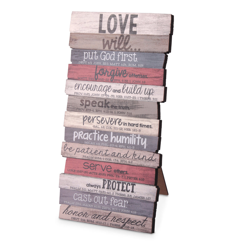 Lighthouse Christian Products Love Will Put God First Rustic Stacked Pallet 5 x 10 Wood Plaque