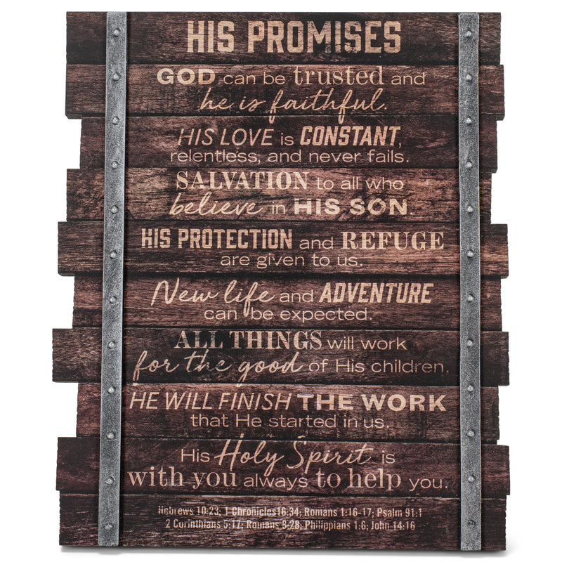 Lighthouse Christian Products His Promises Can Be Trusted Industrial Stacked Pallet 6.75 x 8 Wood Plaque