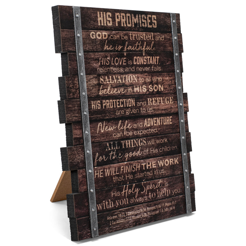 Lighthouse Christian Products His Promises Can Be Trusted Industrial Stacked Pallet 6.75 x 8 Wood Plaque