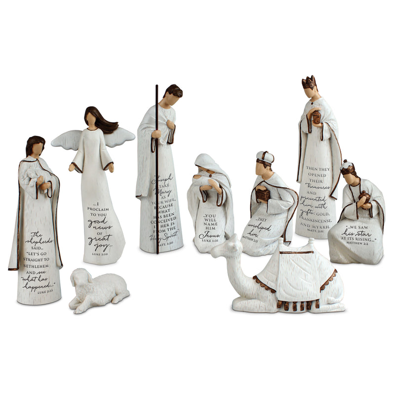 Lighthouse Christian Products A Savior is Born 9 Piece 7.25 Inch Resin Scriptured Nativity Set