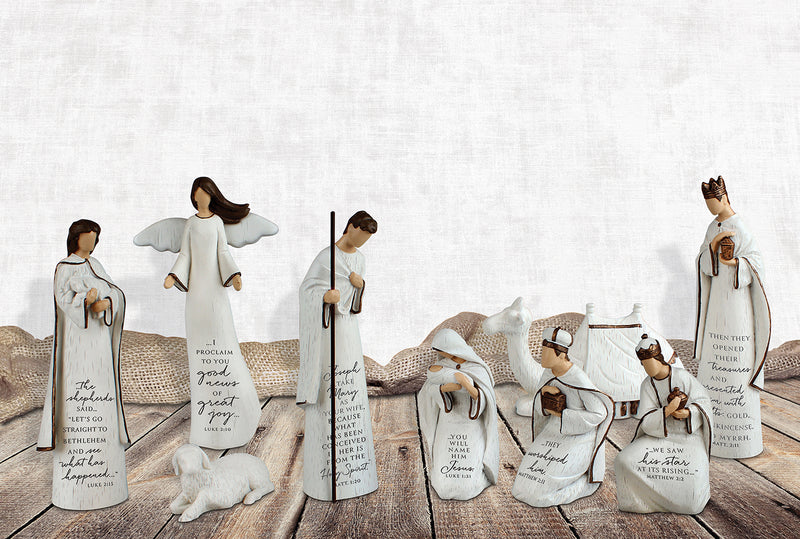 Lighthouse Christian Products A Savior is Born 9 Piece 7.25 Inch Resin Scriptured Nativity Set