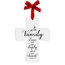 Lighthouse Christian Products Family Love Deeply Cross White 4 inch Ceramic Christmas Ornament