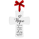 Lighthouse Christian Products Hope Joy Peace Cross White 4 inch Ceramic Christmas Ornament