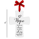 Lighthouse Christian Products Hope Joy Peace Cross White 4 inch Ceramic Christmas Ornament